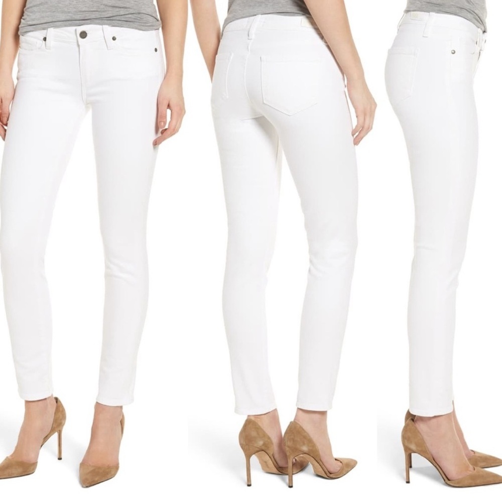 PAIGE Skyline Ankle Peg Jeans in White, Size 24. WORN ONCE